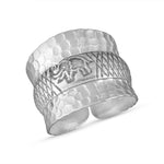 Load image into Gallery viewer, Handmade Hammered Textured with Elephant Motif 925 Sterling Silver Ring (Adjustable Ring Size)
