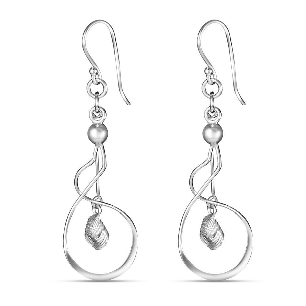 Wave 925 Sterling Silver Dangling Hook Earrings for Women