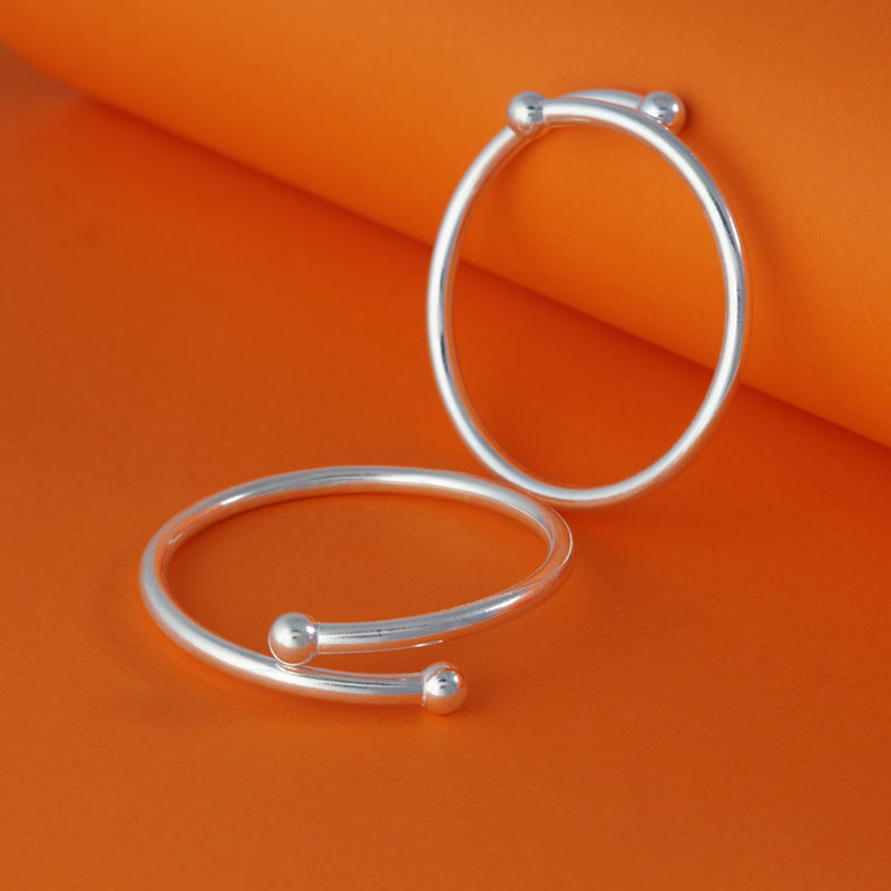 One Pair 925 Plain Silver Baby Kada -  Adjustable (ideal for Newborns to 3 years age)