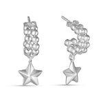 Load image into Gallery viewer, Bubble Shape With Star 925 Sterling Silver Bali Earring
