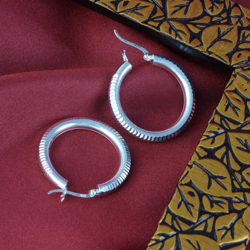 Mukti 925 Sterling Silver Hoop Earrings