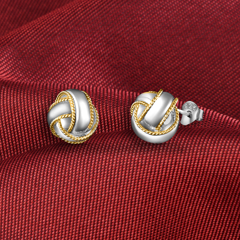 Two Tone Curly Round 925 Sterling Silver Earring