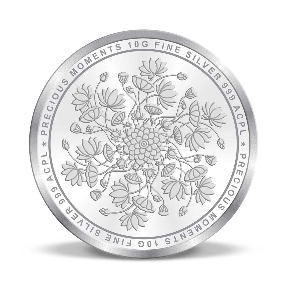 999 Purity 20 grams Lotus Silver Coin Akshay Tritiya With BIS Hallmarked