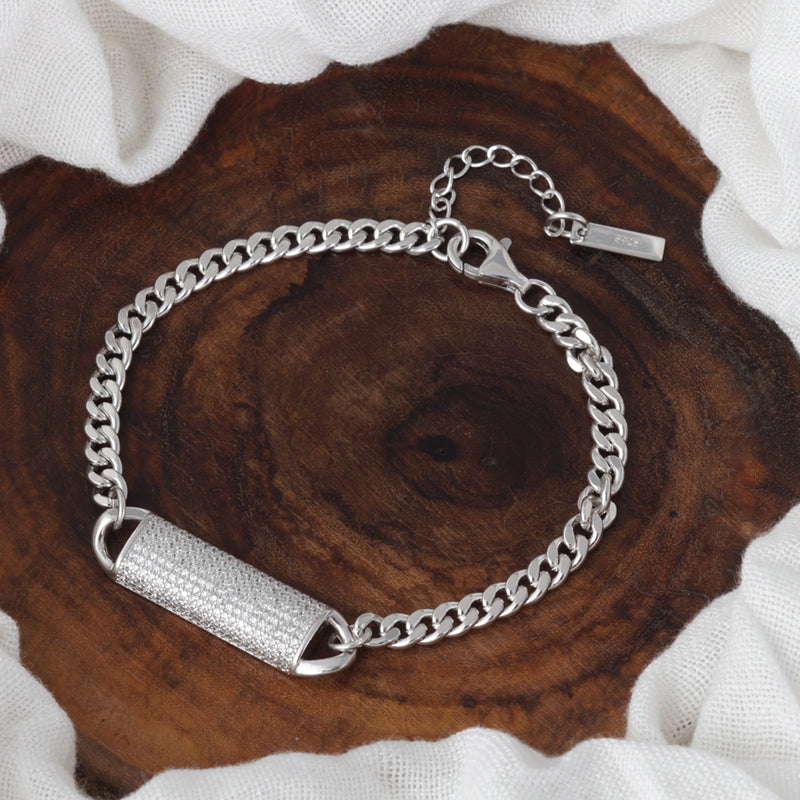 Pasha Dome 925 Sterling Silver Bracelet with Adjustable Length