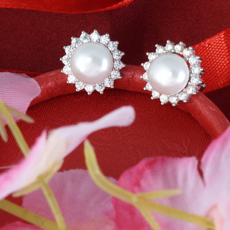 Pearl Diana Studs 925 Silver Earrings