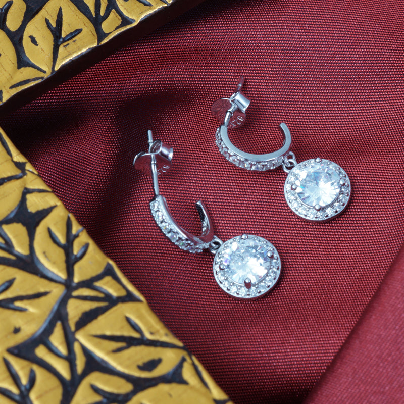 Solitaire Halo Bali 925 Silver Earrings