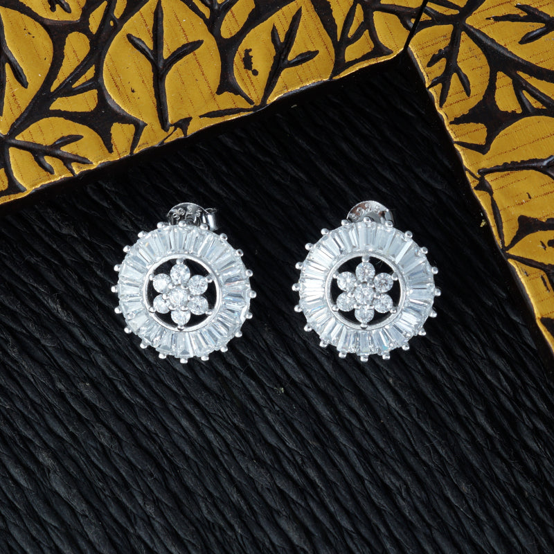 Asha Baguette 925 Sterling Silver Earrings