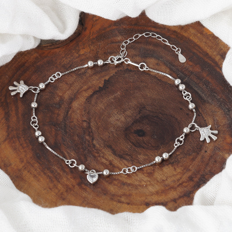 Madhuban Palm 925 Sterling Silver Anklets with Adjustable Length