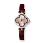 Load image into Gallery viewer, Women&#39;s 925 Sterling Silver Watch with Black Leather Belt
