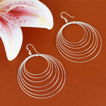 Load image into Gallery viewer, Graduating Circle Rhodium Plated 925 Sterling Silver Dangling Hook Earrings for Women
