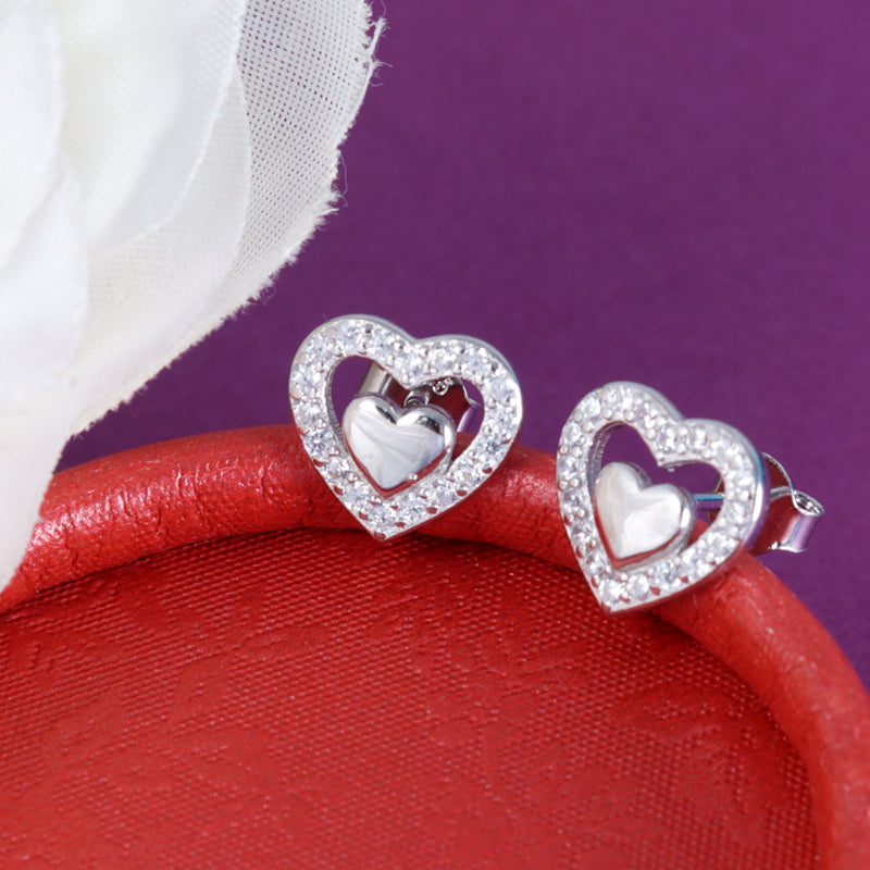 Heart in heart 925 Silver Earrings