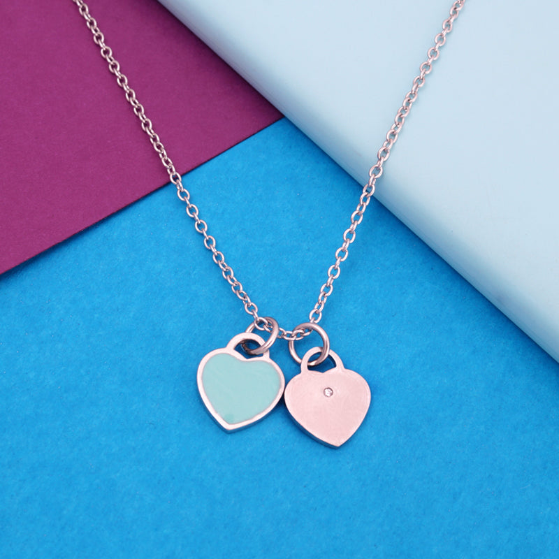 Twin Heart 925 Silver Necklace