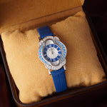 Load image into Gallery viewer, Women&#39;s 925 Sterling Silver Watch with Blue Leather Belt
