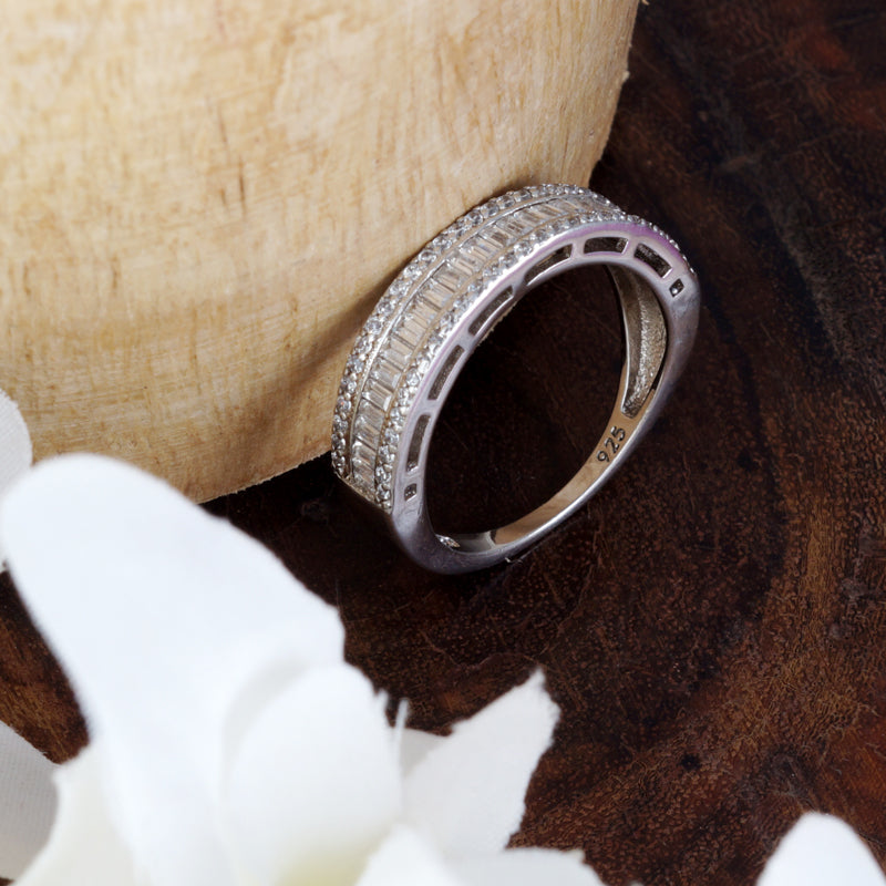 Sparkling Eternity Baguette  925 Sterling Silver Ring