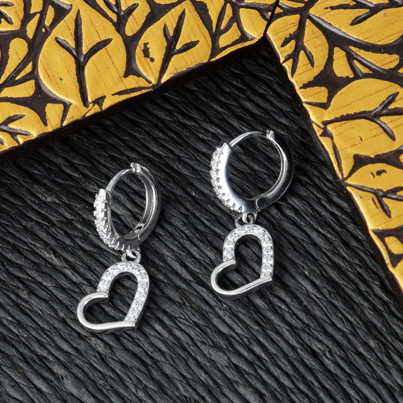 Heart Dangling Bali 925 Sterling Silver Earrings