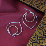 Load image into Gallery viewer, Mannat Double Hoops Two Tone 925 Sterling Silver Hoop Earrings
