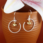 Load image into Gallery viewer, Dangling Golden Hearts Two Tone Link 925 Sterling Silver Earrings
