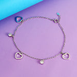 Load image into Gallery viewer, Madhuban Hearts Solitaire 925 Sterling Silver Anklets with Adjustable Length

