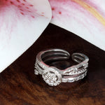 Load image into Gallery viewer, Damia Round 925 Sterling Silver Ring Adjustable Size. Fits Indian ring size 9 to 17
