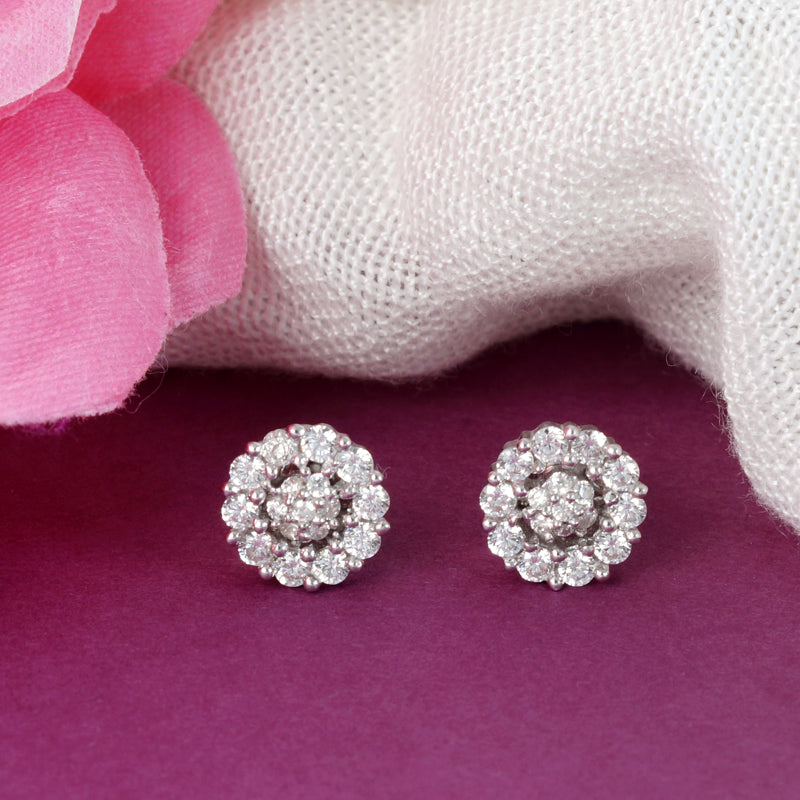 Asha Halo Studs 925 Silver Earrings