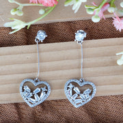 Heart Solitaire 925 Sterling Silver Dangling  Earring