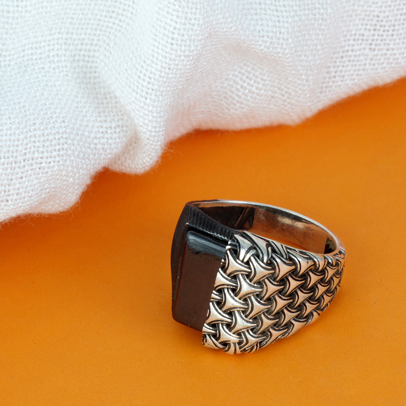 Poseidon Noir 925 Sterling Silver Men's Ring