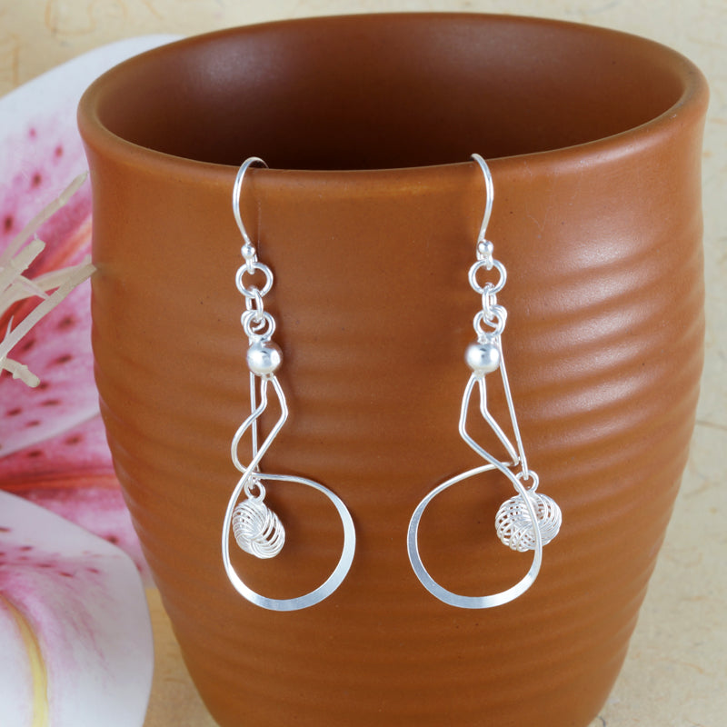 Wave 925 Sterling Silver Dangling Hook Earrings for Women