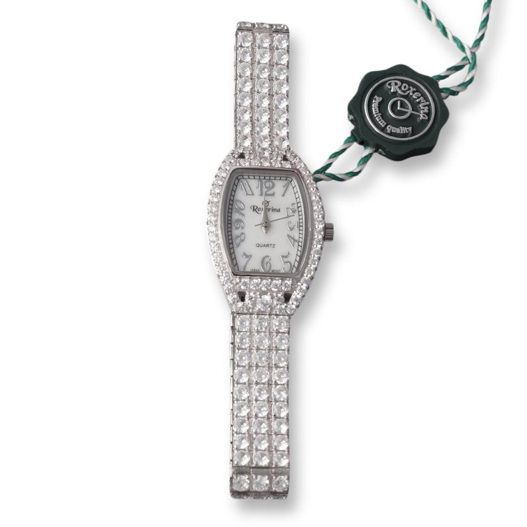 Women's 925 Sterling Silver Watch with Bracelet Belt  - Rectangular Dial