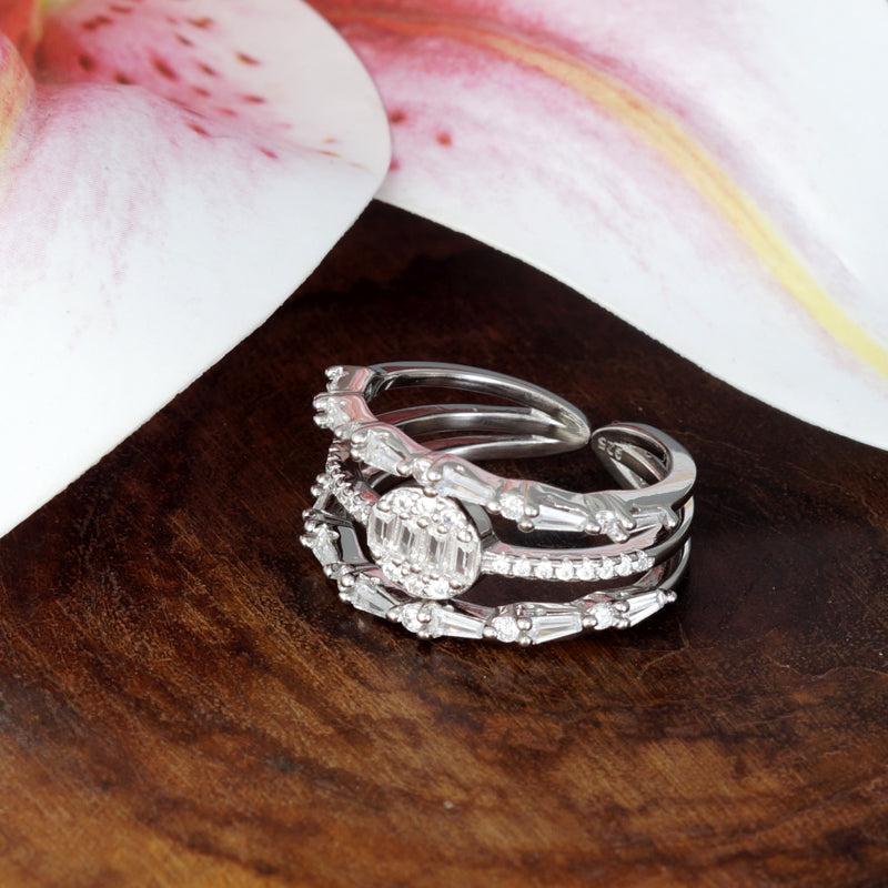 Damia Twin 925 Sterling Silver Ring Adjustable Size. Fits Indian ring size 12 to 17