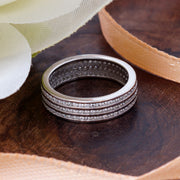 3 row Full Eternity 925 Silver Ring