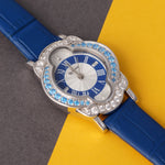 Load image into Gallery viewer, Women&#39;s 925 Sterling Silver Watch with Blue Leather Belt
