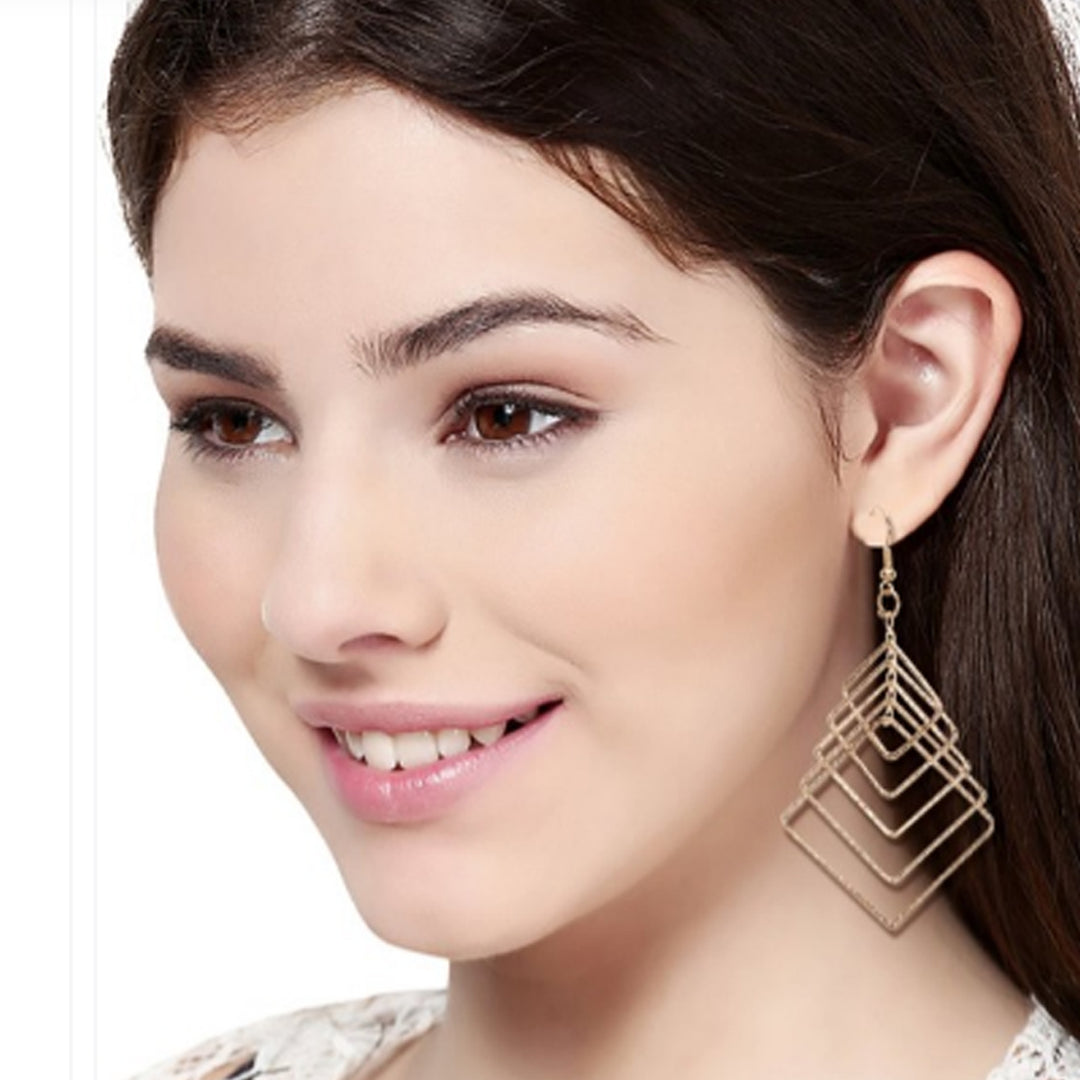 Geometric 925 Sterling Silver Dangling Hook Earrings for Women