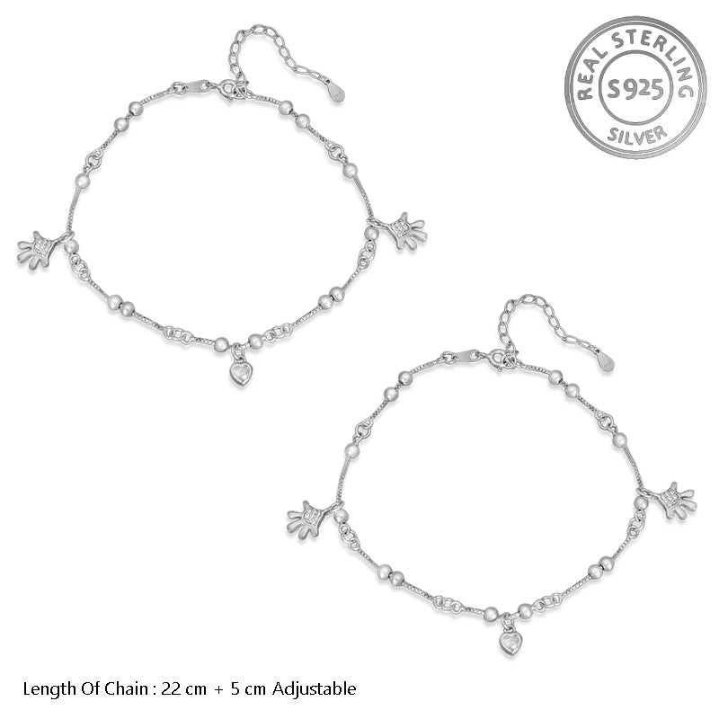 Madhuban Palm 925 Sterling Silver Anklets with Adjustable Length
