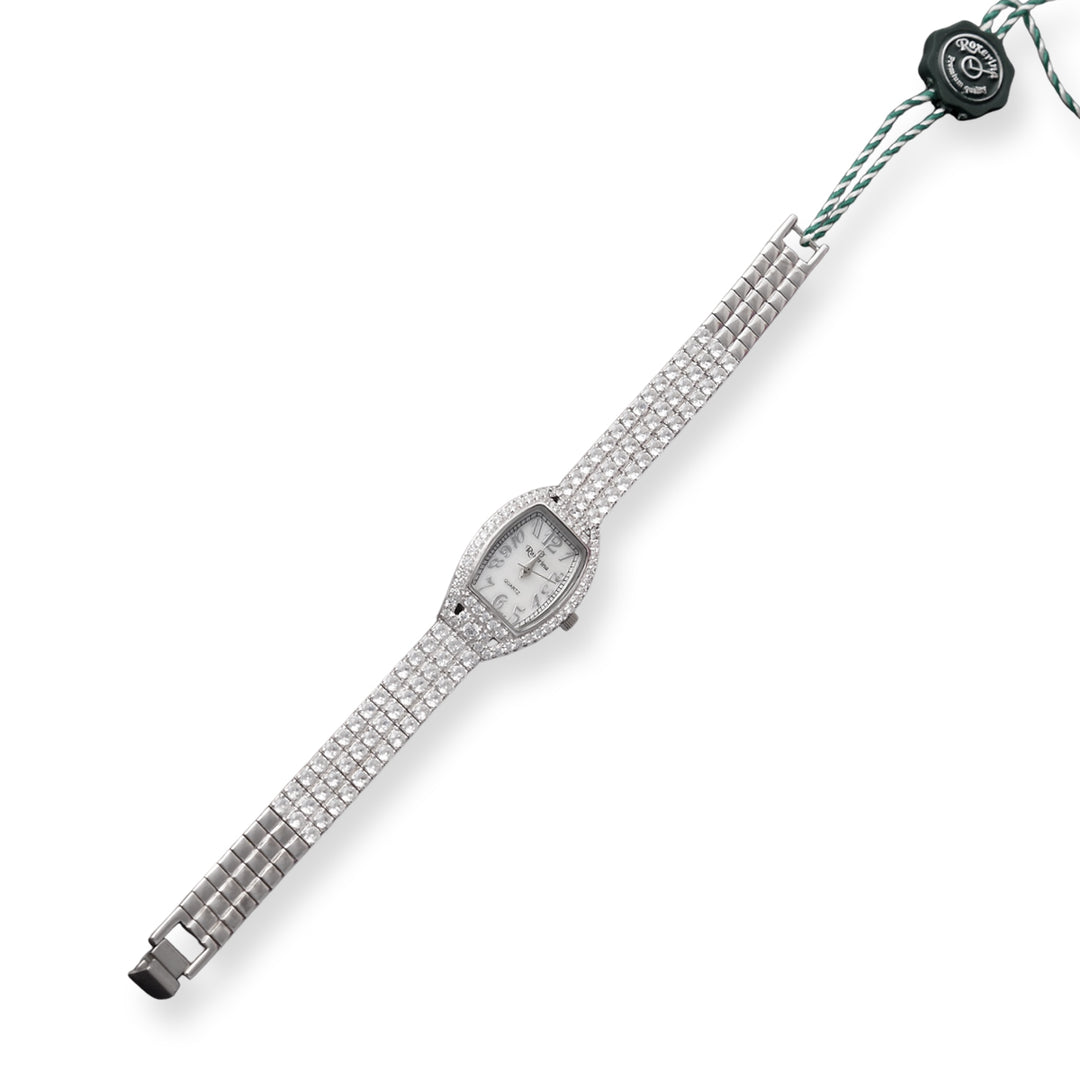 Women's 925 Sterling Silver Watch with Bracelet Belt  - Rectangular Dial