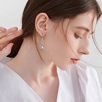 Load image into Gallery viewer, Ball Bead Wavy Rhodium Plated 925 Sterling Silver Hook Dangler Earrings for Women
