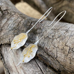 Load image into Gallery viewer, Handmade Lily Flower Gold and Rhodium Plated 925 Sterling Silver Hook Earrings for Women
