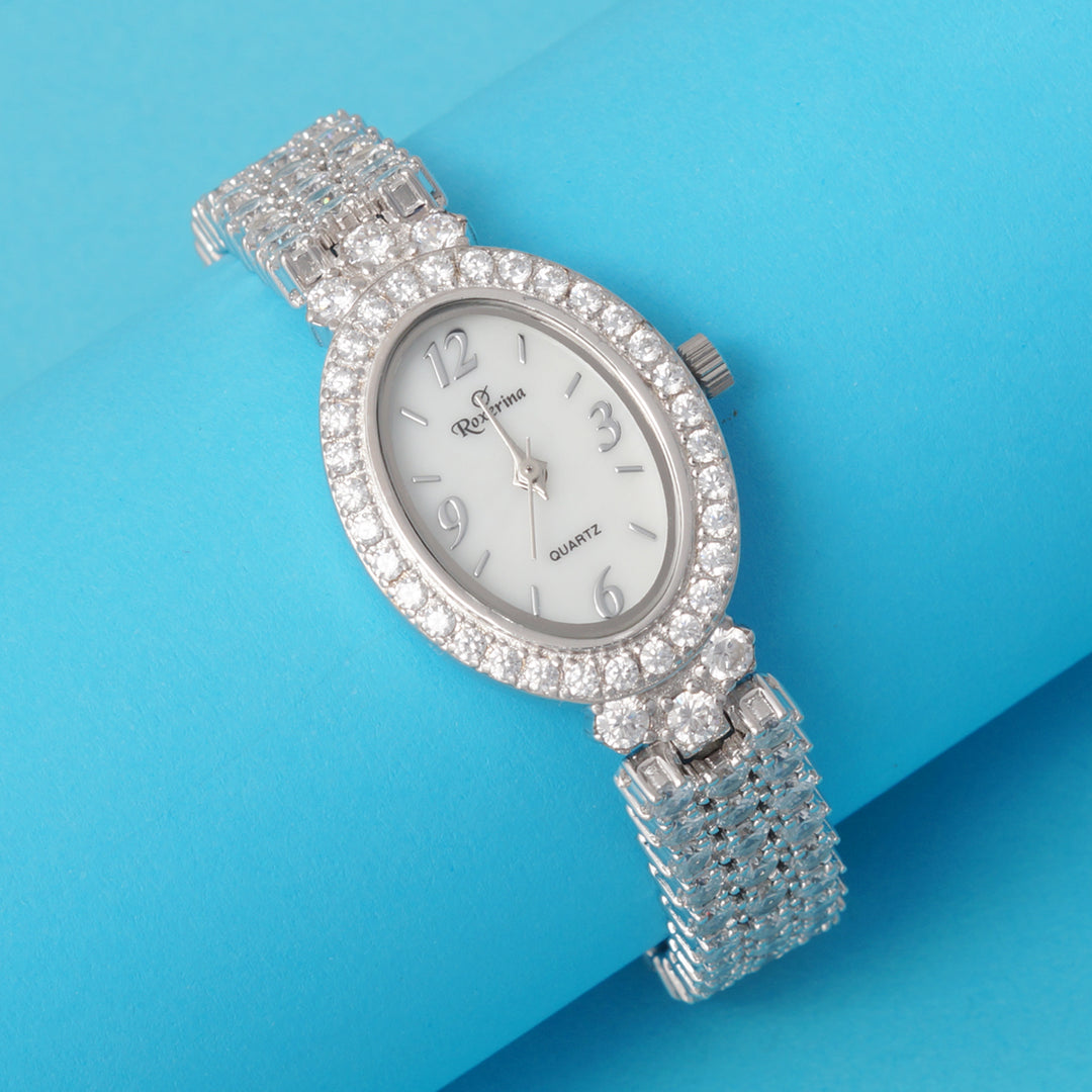 Women's 925 Sterling Silver Watch with Bracelet Belt - Oval Dial