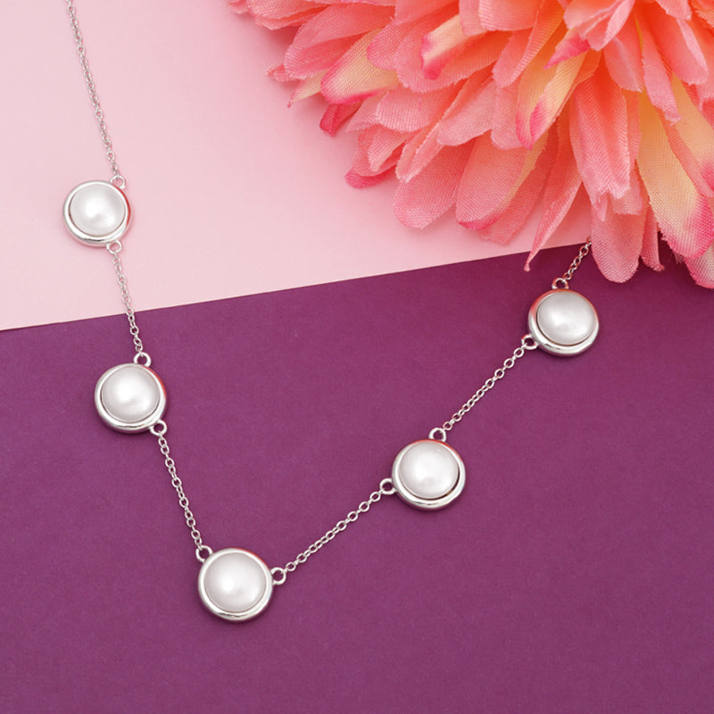 White Pearlwinkle 925 Necklace with Adjustable Length