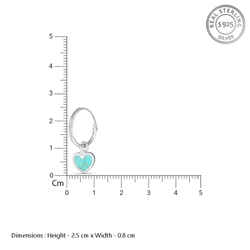 Turquoise Heart Bali 925 Sterling Silver Earrings