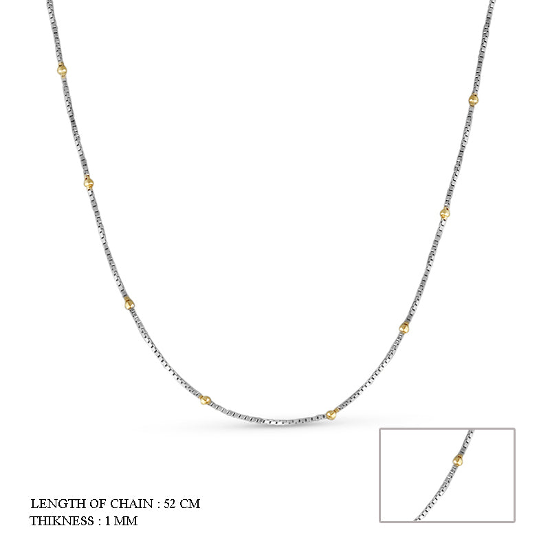 Silver Ball 925 Sterling Silver Chain With Dual Color