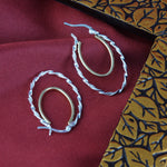 Load image into Gallery viewer, Duniya Swig Double Hoops Two Tone 925 Sterling Silver Hoop Earrings
