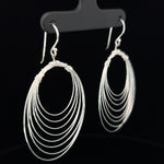 Load image into Gallery viewer, Graduating Circle Rhodium Plated 925 Sterling Silver Dangling Hook Earrings for Women
