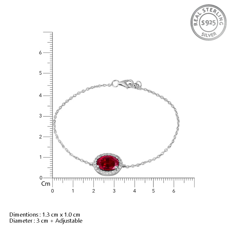 Red Glory 925 Sterling Silver Bracelet (Length 17 cm)