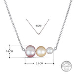 Load image into Gallery viewer, Tri Color Graduating Cultured Pearl 925 Starling Silver Necklace. With adjustable length
