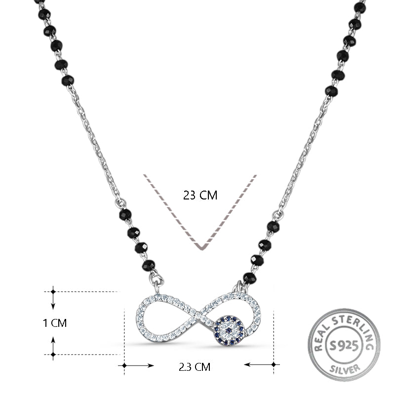 Evil Eye Mangalsutra in 925 Sterling Silver 17 inches +1 inch adjustable