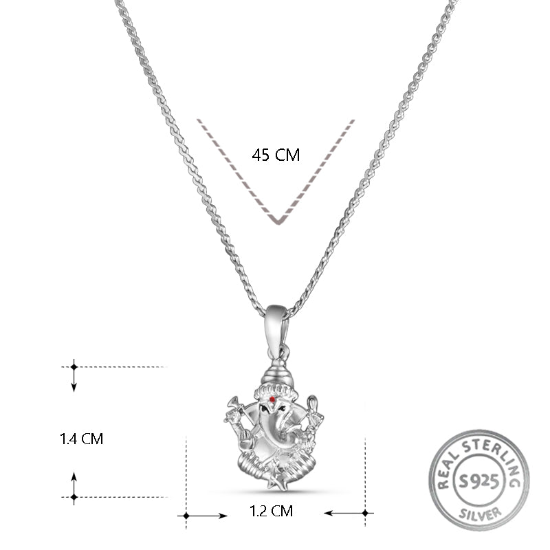 Ganesh 925 Sterling Pendant with chain (Chain Length 16 inch)