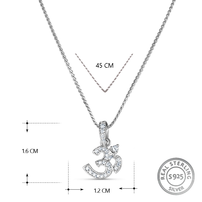 Om 925 Sterling Silver Pendent with Chain ( 16 Inches )