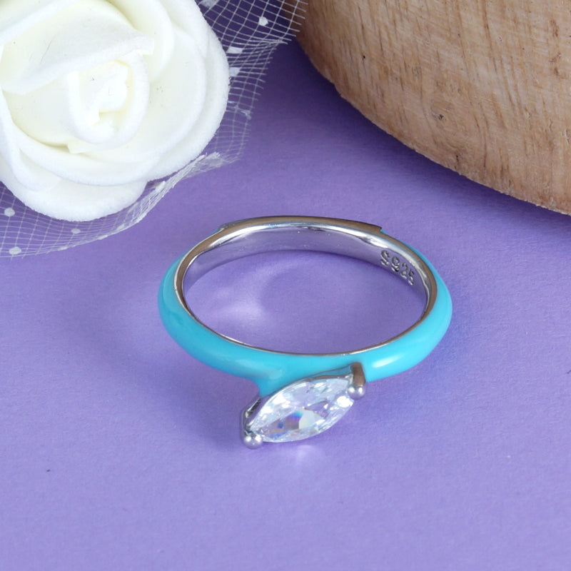 Royal Rainbow Marquee  925 Sterling Silver Ring