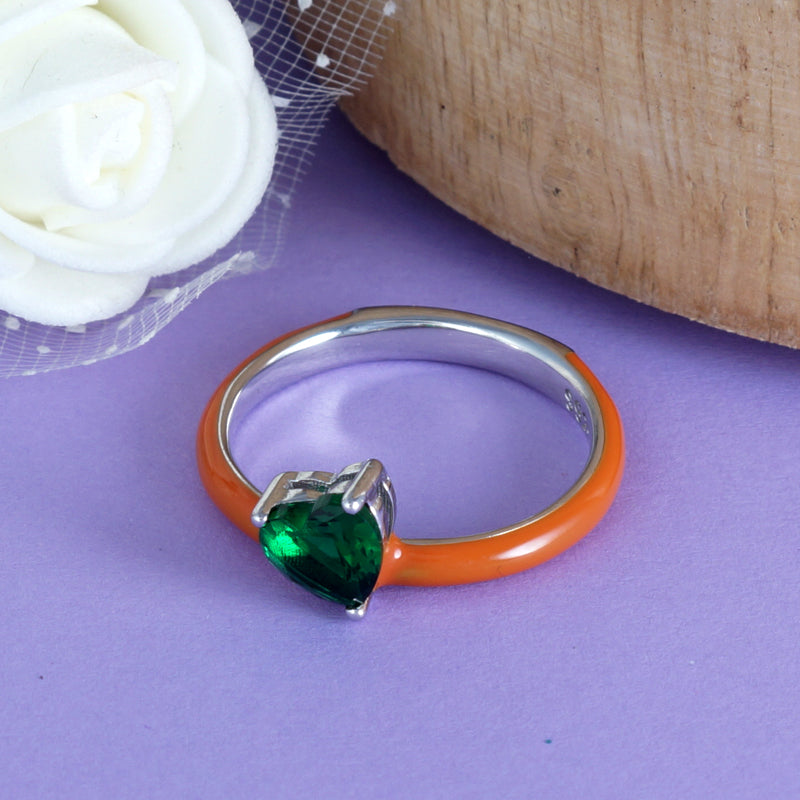 Royal Rainbow Heart  925 Sterling Silver Ring