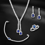 Load image into Gallery viewer, Dual Swag 925 Sterling Silver Set of 4 pieces. Studded with Cubic Zircons (Necklace, Bracelet, Earring &amp; Ring)
